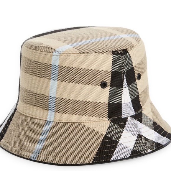 BURBERRY  Beige Check Jacquard Bucket Hat - Dusty Sand main image 10